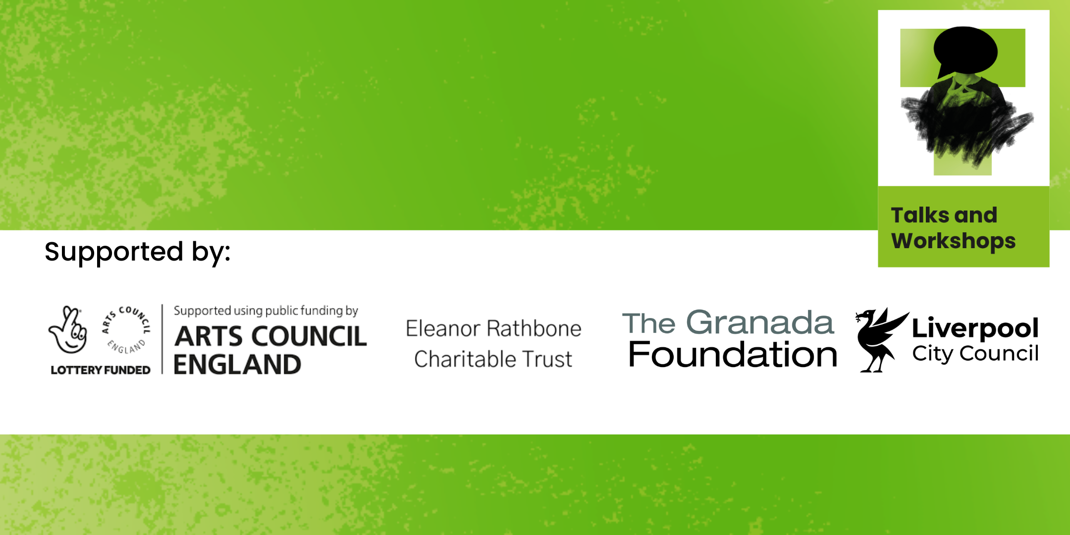 Funder logos ACE, LCC, Granada Foundation and Eleanor Rathbone